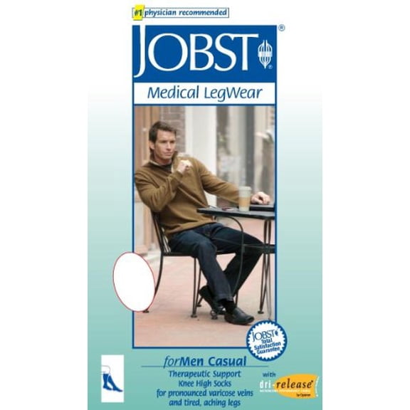 Jobst for Men Casual Closed Toe 20-30 Knee High Compression Socks Black Medium Tall