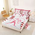 thumbnail image 2 of Erosebridal Pink Dripping Baseball Stitch & Batter Silhouette Graphic Full Size Sheets 4-Piece, Baseball Graphic Bed Sheets for Girls Kids,Lightweight Room Decor, 2 of 5