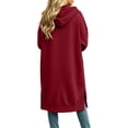 thumbnail image 4 of QIYAGBSA Hoodies for Women Long Zip Up Hooded Sweatshirt Side Slits with Pockets Casual Fall (Wine, S), 4 of 6