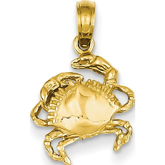 14k Yellow Gold Crab (11x29mm) Pendant / Charm