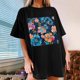 thumbnail image 2 of Faldas Cortas para Mujeres, Impresión de Flores Casual Oversized Camiseta de Manga Corta Top Hecho de 95% Poliéster 5% Spandex para Primavera Verano, Falda Corta de Verano, 2 of 7
