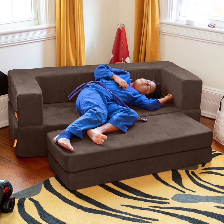 Jaxx Zipline Kids Sofa & Large Ottoman, 3 in 1 Fold Out Sofa, Big