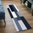 thumbnail image 3 of Blue Black Geometric Washable Area Rug 2x6 Abstract Patchwork Modern Art Low-Profile Area Rugs with Non Slip Backing Indoor Floor Carpet for Entrance Living Room Bedroom Home Office, 3 of 9
