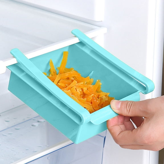 Cozival Slide Out Fridge Organizer Bin - Pull Out Storage Shelf Rack for Cans Bottles Vegetables, Clear Plastic Kitchen Freezer Container, Space Saving Refrigerator Tidy, Pull Out Refrigerator Bin