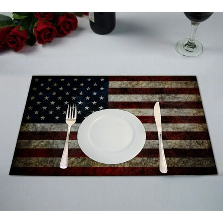 

GCKG American Flag Placemat USA Flag Fourth of July Independence Day of National Celebration Placemat 12x18 Inch Set of 2