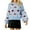 Blue, variant on Herrnalise Women's Knitted Crop Tops Christmas Santa Claus Print Round-Neck Long Sleeve Sweater Tops Pullover Jumper Sweaters