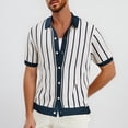 thumbnail image 2 of Mens Casual Manga Corta Botón Abajo Camisas, Bloqueo de Color, Botón Gira Abajo Camisa de Cuello, 2 of 8