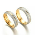 thumbnail image 3 of New Hot Titanium Steel Wedding CZ Promised Band Pearl Sand Couple Ring Size 6-12, 3 of 5