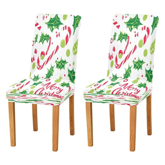 Chair Cover 2 Pack Removable Dining Chair Protectors Washable Chair Slipcovers Seat for Home Wedding Decor Candy Cane