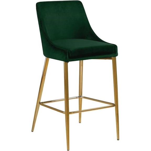 Meridian Furniture Karina 27.5"H Velvet Counter Stool in Green (Set of 2)