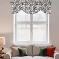 thumbnail image 3 of Tie Up Valance Curtain for Kitchen,Pastoral Black Flower Leaf Rod Pocket Short Curtains Adjustable Tie-Up Shade Valances,Vintage Farmhouse Pattern on Linen Window Treatment for Bathroom Living Room, 3 of 9