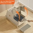 thumbnail image 4 of Stainless Steel Covered Litter Box, Large Top Entry Metal Litter Box for Cats, Dog Proof Litter Boxes with Flip Cover, Removable Top and Litter Scooper, Easy to Clean, 4 of 7