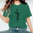 thumbnail image 2 of Camisetas de Cuello de Tripulación de Manga Corta para las Mujeres Cartas de Impresión de Pascua Camiseta de Manga Corta, Spandex de Poliéster, 2 of 5