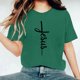 thumbnail image 2 of Camisetas de Cuello de Tripulación de Manga Corta para las Mujeres Cartas de Impresión de Pascua Camiseta de Manga Corta, Spandex de Poliéster, 2 of 5