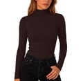 thumbnail image 5 of Perfectbot Women's Long Sleeve Tee Turtleneck Ribbed Knit Stretchable Top Fitted Basic Layering Shirt, 5 of 6