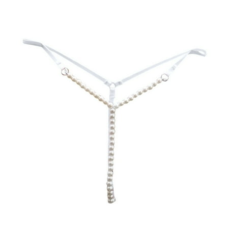 Women Sexy Thongs White Lace Panties Beaded Thong Funny Thongs for Women Gift One Size