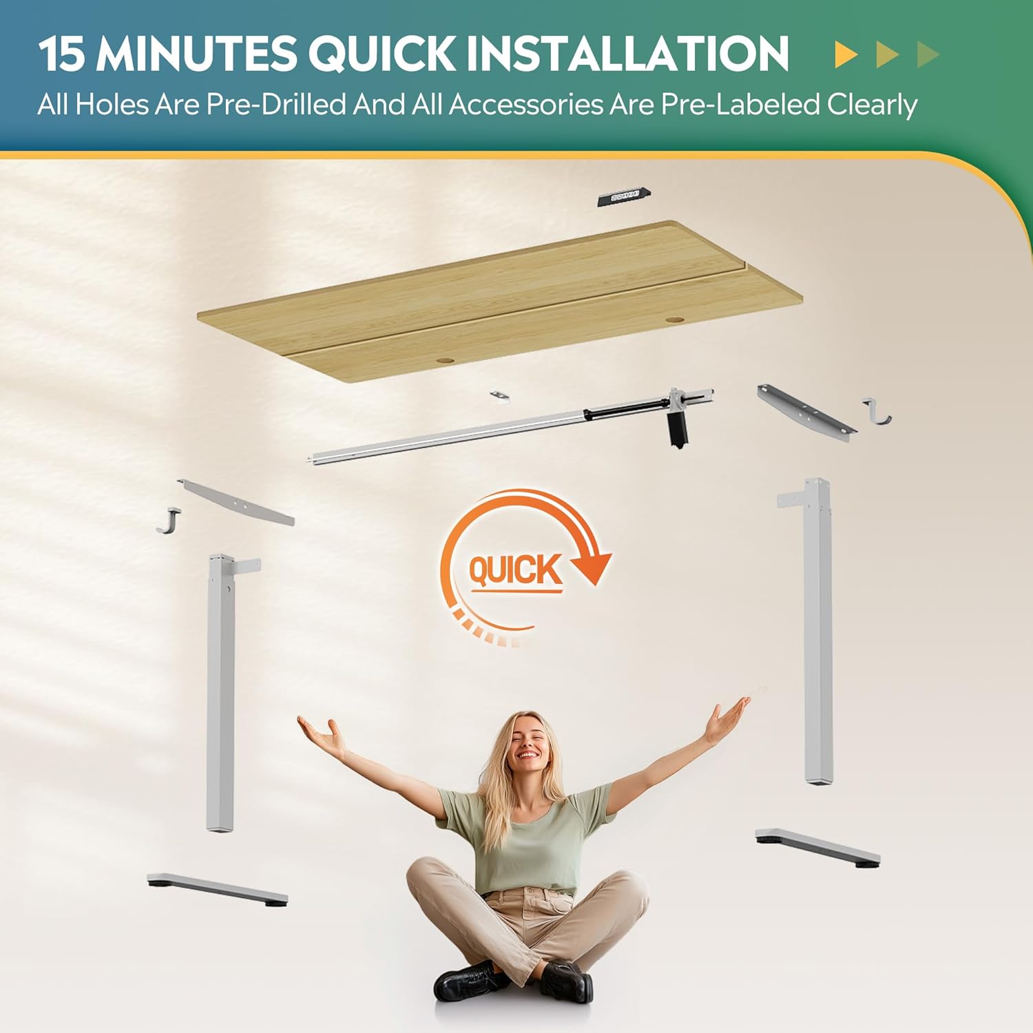 MorandiMal 48 Inch Electric Standing Desk, 3 Adjustable Height Stand up Desk for Home Office, Ergonomic Sit to Stand Desk with LED Touchscreen, Headphone Hook, 3 Memory Preset Computer Desk (Maple)