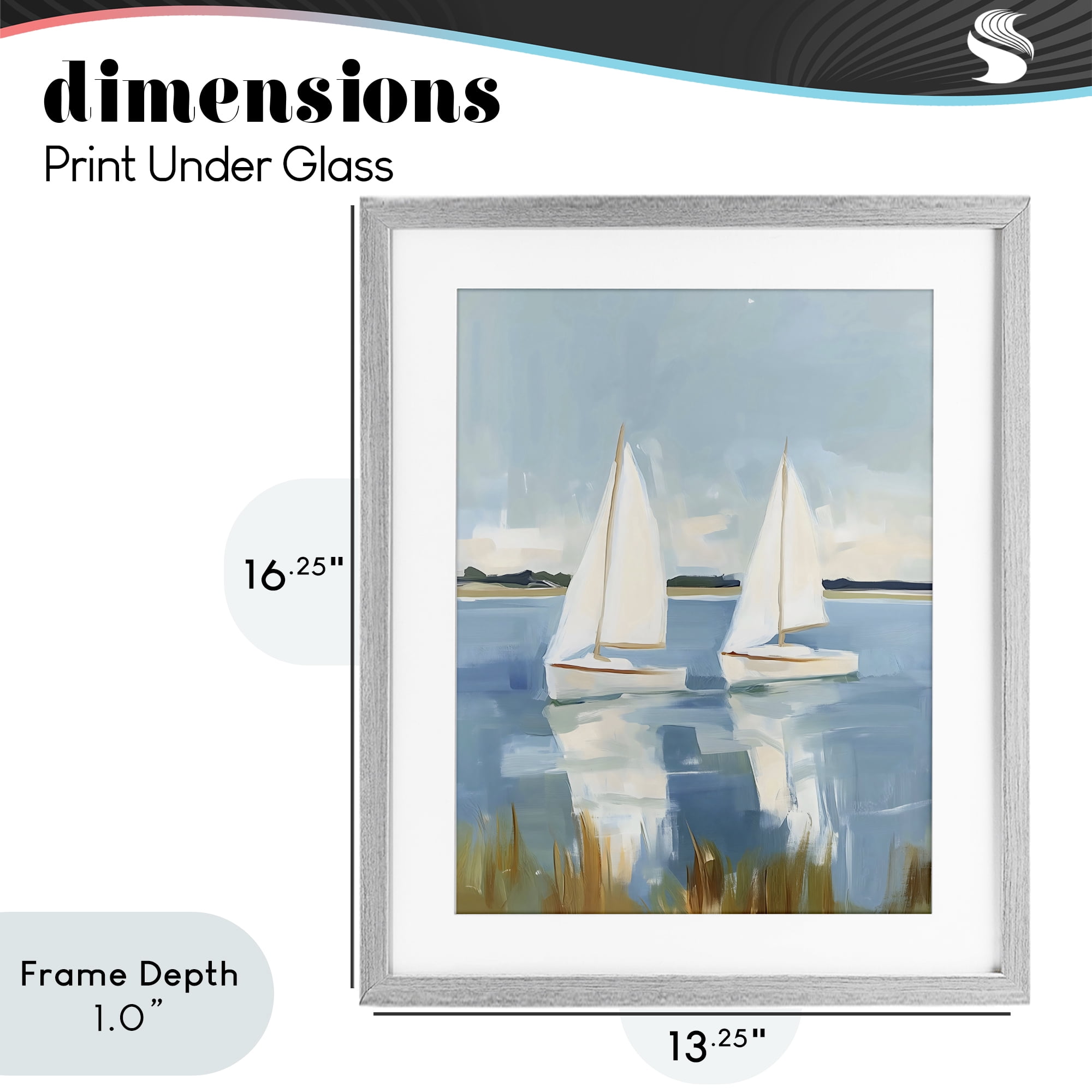Stupell Industries Twin Sailboats By Shore Gray Framed Print Under Glass, design by The Prints Vibe