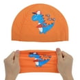 thumbnail image 5 of Unique Bargains 1 Pc Knitted PU Elastic Cartoon Dinosaur Swim Cap Orange, 5 of 6