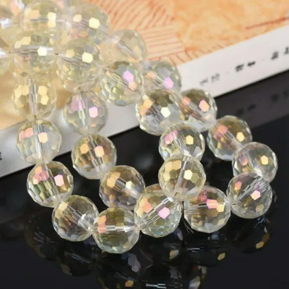 U8MO Colorful Plated Round Disco Ball 6mm 8mm 10mm 12mm 96 Facets Crystal Glass Beads-Yellow Colorized-12mm 10pcs