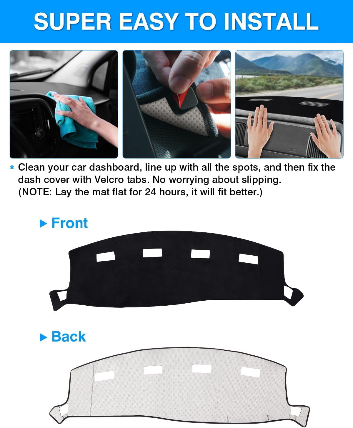 Canvcle Dashboard Cover Mat for 2002-2005 Dodge Ram 1500 & 2003-2005 2500/3500 Accessories Dash Cover Mat Flannel Sunshade Glare UV Rays Protector