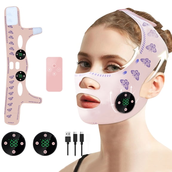 CNV Facial Muscle Stimulator Mask with Dual-Channel EMS, Multi-Mode Wireless Wellness Device for Contouring and Relaxation, Soft Elastic Wrap with Remote