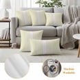 thumbnail image 6 of Outdoor Waterproof Pillow Covers White Striped on Yellow Decorative Throw Pillow Protectors,Pillowcase Cushion Cases for Patio Sofa Garden Couch,20x12in,Pack of 2, 6 of 9