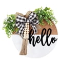 thumbnail image 1 of Hello Welcome Sign Front Door  Rustic Hanging Spring Wreath Hello Door Sign Farmhouse Porch Wood Decor for Summer Fall Home Decor Wall Pediments with Tassel Wood Beaded, 1 of 7