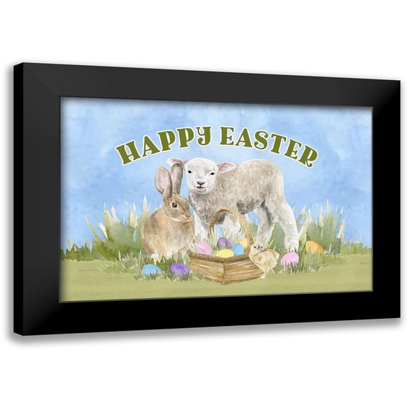Reed, Tara 14x11 Black Modern Framed Museum Art Print Titled - Farmhouse Easter Sentiment landscape-Happy Easter