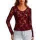 thumbnail image 3 of AUNVITO Women's Sheer Lace Long Sleeve Slim Fit Top Elegant and Sexy Style, 3 of 7