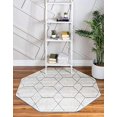 thumbnail image 2 of Unique Loom 3151507 7 ft. 10 in. x 7 ft. 10 in. Geometric Trellis Frieze Octagon Rug, Ivory, 2 of 15