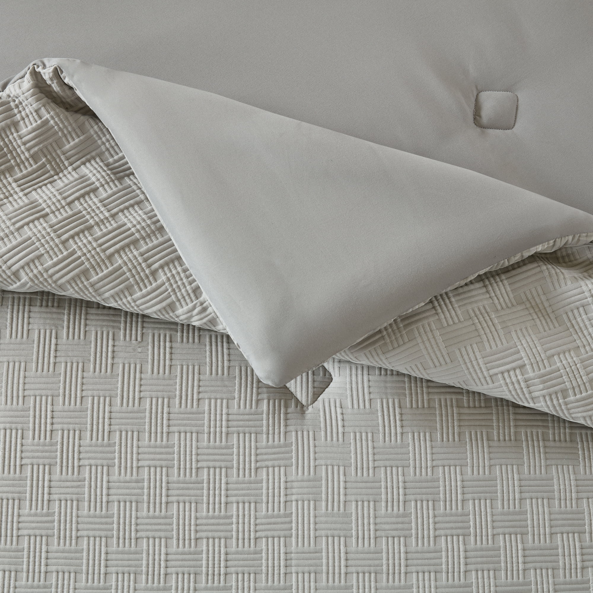 Mainstays 8-Piece Bed in a Bag Comforter Set with Sheets, Grey Basketweave, Twin/TwinXL