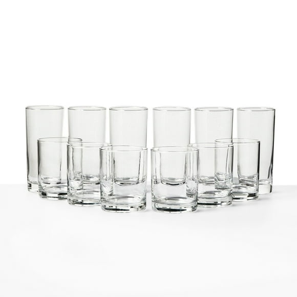 Juego de 12 Vasos Ambient 21 modelo Basic Old Fashion 414 ML y Highball 446 ML