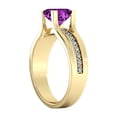 thumbnail image 6 of 14K Yellow Gold 1.20 ctw Amethyst Ring with Diamonds Bridge Channel set Princess, 6 of 7