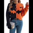 thumbnail image 1 of Suéteres de Halloween para Mujer, Divertidos Jerseys de Punto de Larga, Lindas Camisetas de Cuello Redondo con Fantasmas, Conjuntos de Otoño. Color Naranja M, 1 of 10