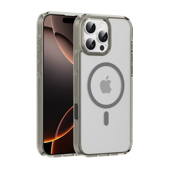 ELEHOLD Case for iPhone 16 Pro, Shockproof Magnetic Clear Case for Wireless Charging,Raised Edges for Camera & Screen Protection,Gray