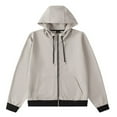 thumbnail image 2 of UVEASISHA Men's Full Zip Hooded Sweatshirt Oversized Casual Loose Hoodie Jacket Fall Long Sleeve Lightweigt Athletic Jackets with Pockets,Khaki,XL, 2 of 4