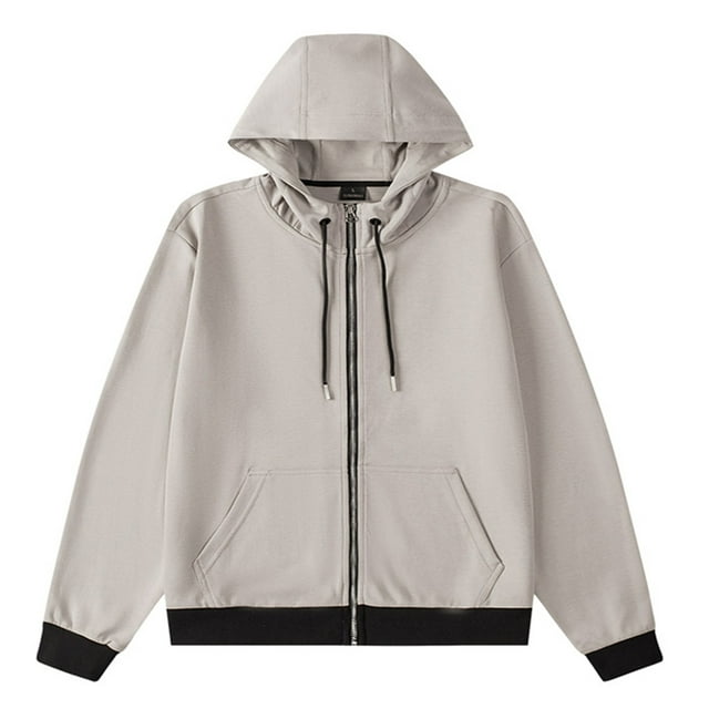 Men's Hooded Cardigan Knit Coat With Drawstring Pockets, Lightweight Full Zip Casual Jacket For Outdoor Daily Wear Fall Season