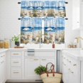 thumbnail image 3 of Summer Scenery Kitchen Curtains Valances and Tiers Set of 3 Watercolor Beach Chair Tier Curtains and Valance with Rod Pocket for Small Windows, 27.5"x24", 3 of 9