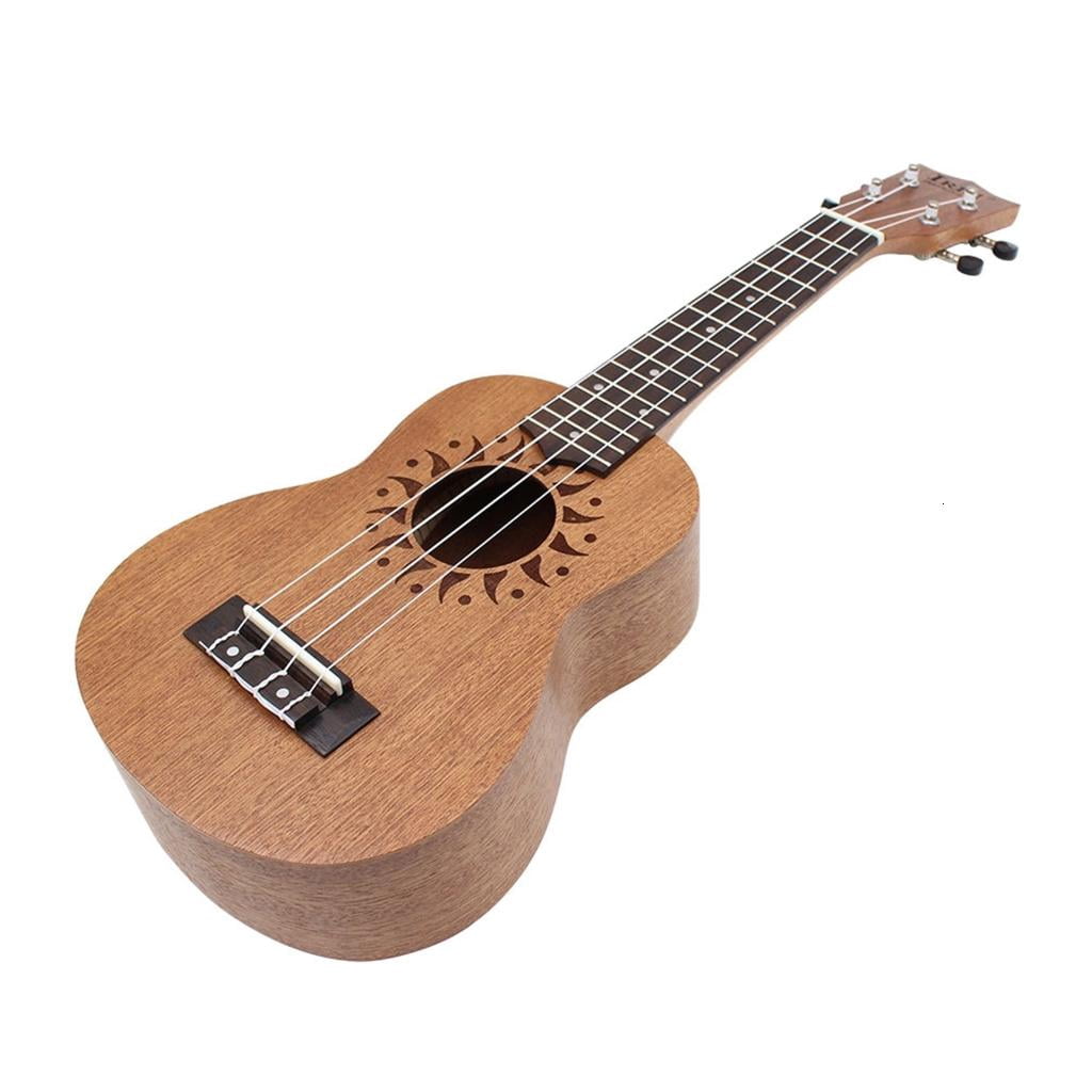 Yihuala Portable 21 Inch Ukulele 4 Nylon Strings Small Guitar Simple Pattern Acoustic Ukulele for Beginners