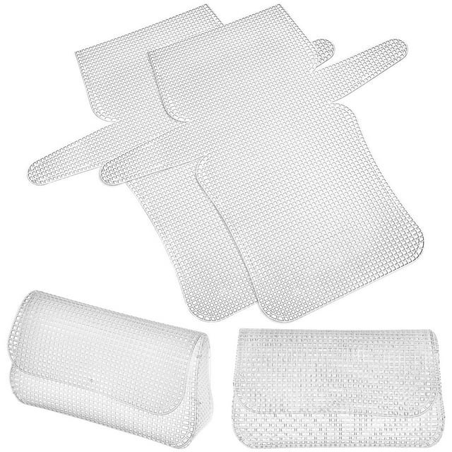 HLONK 4 Pcs Cross Stitch Mesh Plastic Canvas Shapes Crochet Bags DIY Plastic Canvas Patterns Plastic Mesh