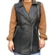 thumbnail image 2 of Chaleco de piel Castelli Leather Authentic Chaleco elegante largo cruzado negro, 2 of 4