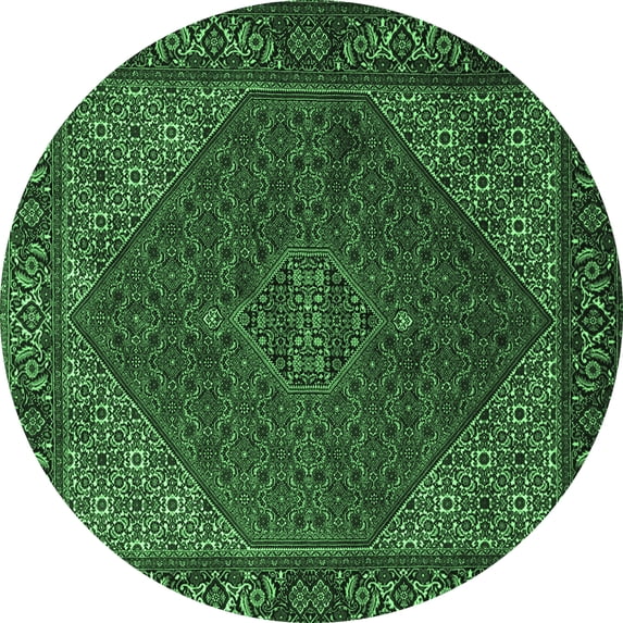 Ahgly Company Indoor Round Persian Emerald Green Traditional Area Rugs, 6' Round