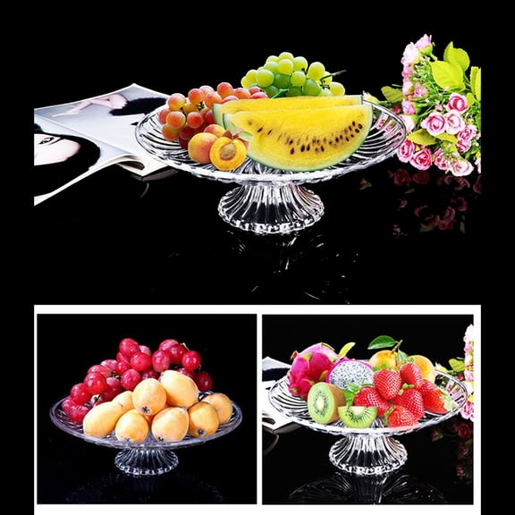 Round Cake Stand Plastic Pedestal 5.90 Inch Dessert Holder Crystal Serving Tray Fruit Display Server for Wedding,Birthday, Party,Holiday