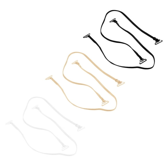 Unique Bargains 3 Pair Fine Shoulder Straps Bra Strap Adjustable Shoulder Belt Black Skin Color White
