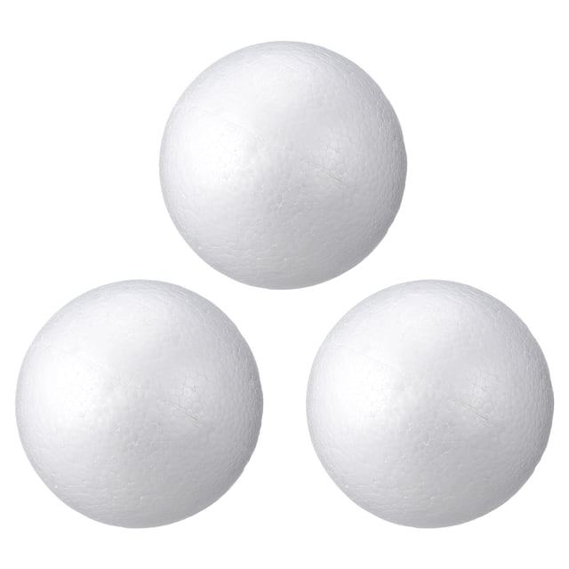 3 bolas blancas de 15 cm para manualidades infantiles. Material ideal para decorar y crear adornos navideños.