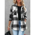 thumbnail image 5 of SMZ Women's Flannel Plaid Shacket - Long Sleeve Button-Down Jacket with Side Pockets, 5 of 6