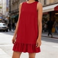 thumbnail image 3 of JoveMarine Cocktail Dresses for Women Color Vest Skirt - Ruffle Edge Sleeveless Flounce Hem Casual Summer Mini Dress with Cotton Blend,Red L, 3 of 8