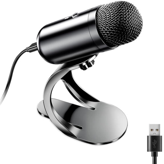 SIISLL Plug-and-Play Corded Podcasting Microphone with Mute Button, Metal