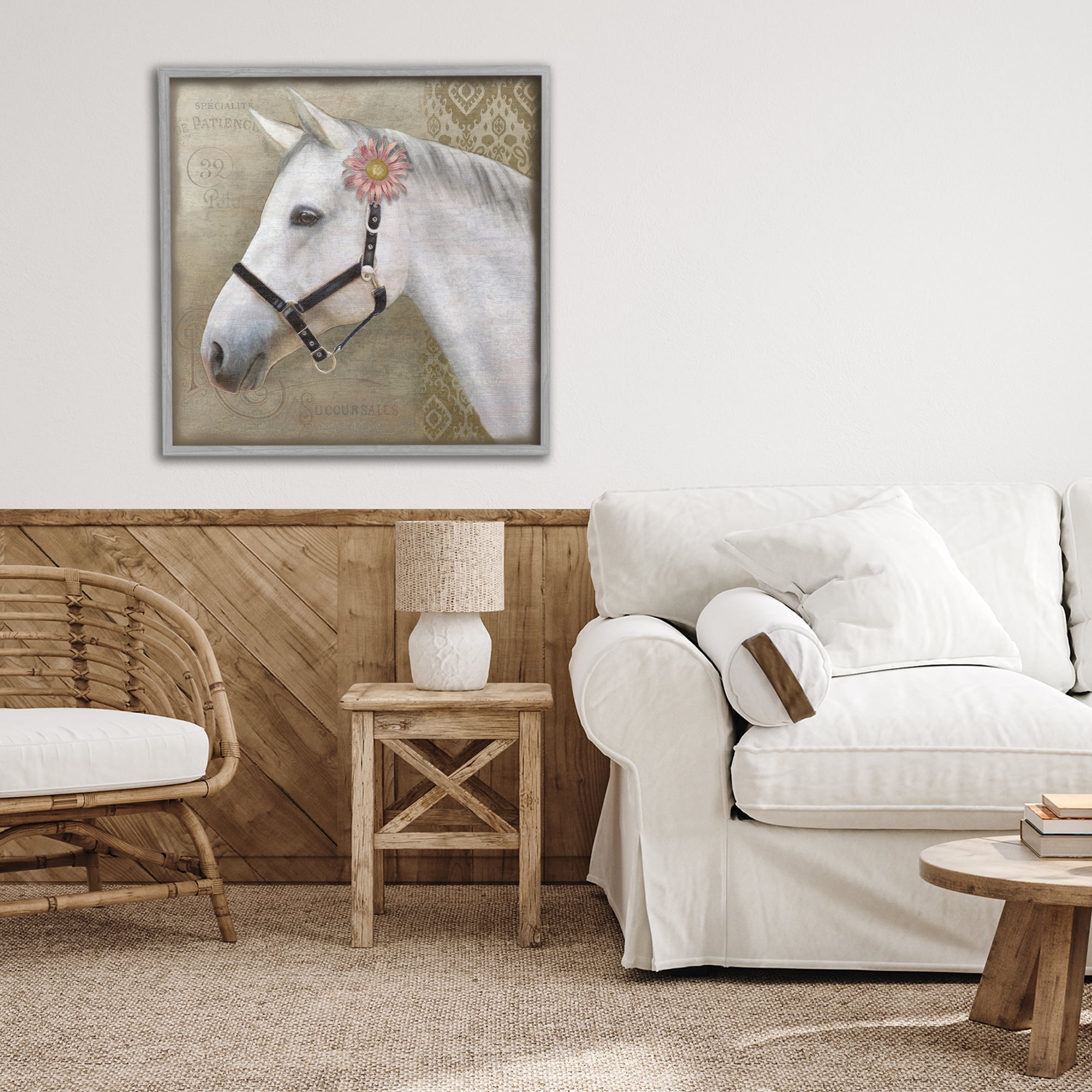 Stupell Industries Boho Barnyard Horse Gray Framed Giclee Art, design by Suzanne Nicoll